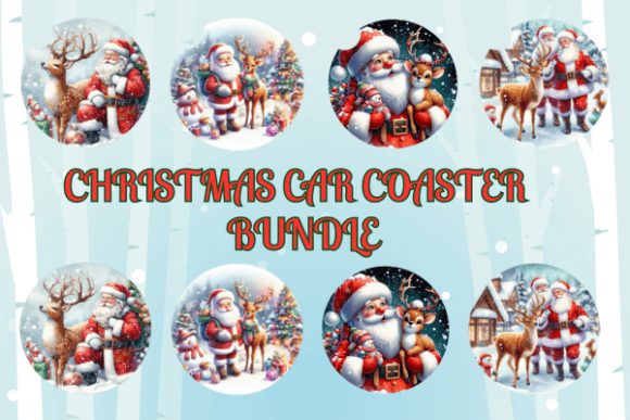 Download Christmas Santa Car Coaster Bundle Png - Coaster bundle Collection