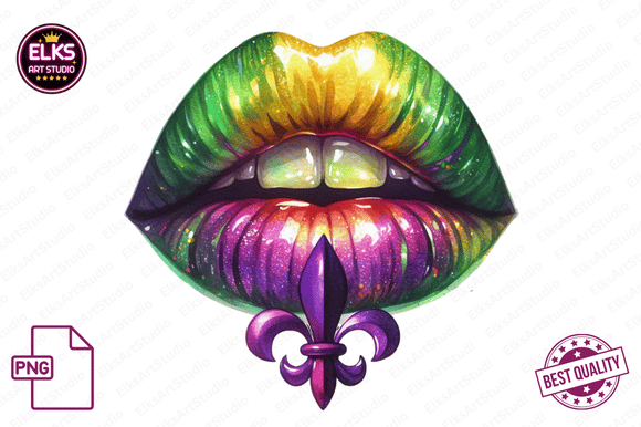 Download Mardi Gras Dripping Lips PNG Sublimation - Lips Collection