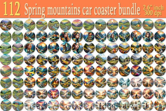 Download Watercolor Mountains Car Coaster BUNDLE - Coaster bundle Collection