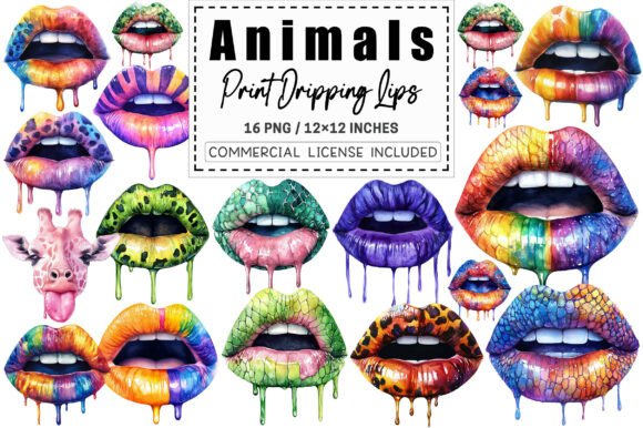 Download Animal Print Dripping Lips PNG . - Lips Collection