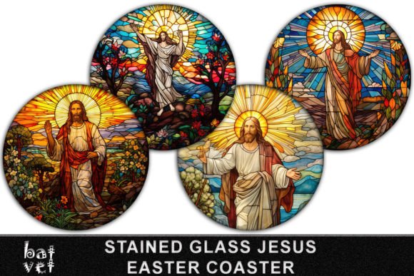 Download Stained Glass Jesus Coaster Bundle PNG - Coaster bundle Collection