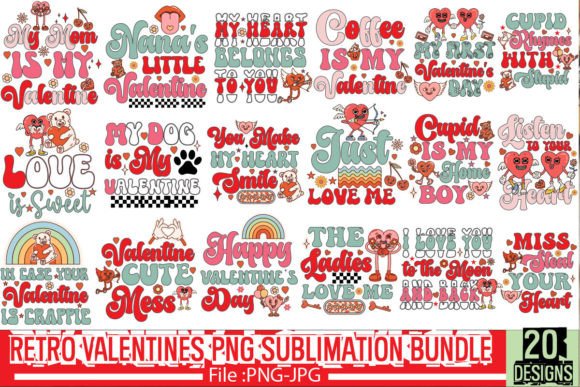 Download Retro Valentines PNG Sublimation Bundle - Premium Resources