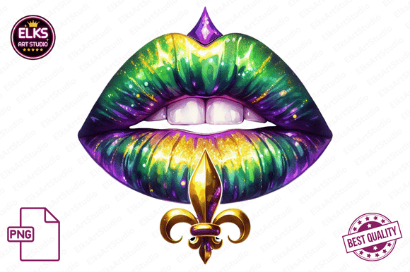 Download Mardi Gras Dripping Lips PNG Sublimation - Lips Collection
