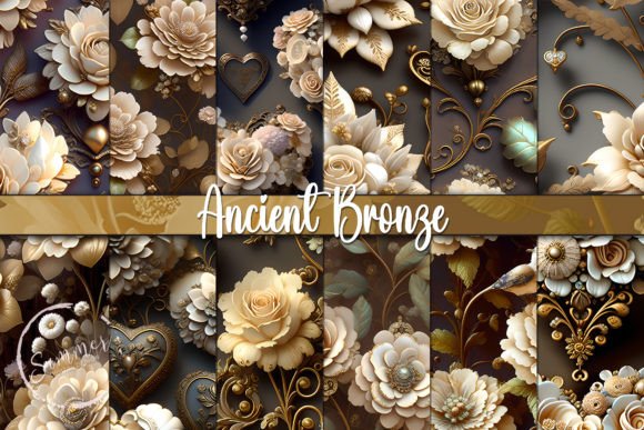 Download Ancient Bronze Floral Seamless Patterns - Premium Resources