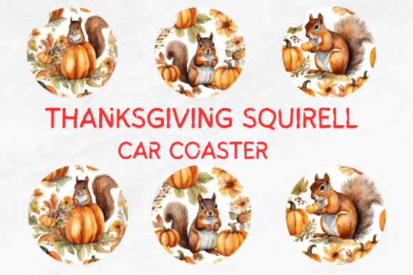 Download Thanksgiving Squirrel Car Coaster Bundle - Coaster bundle Collection