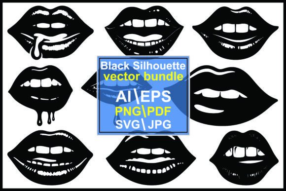 Download Silhouette Dripping Lips Clipart Vector - Lips Collection
