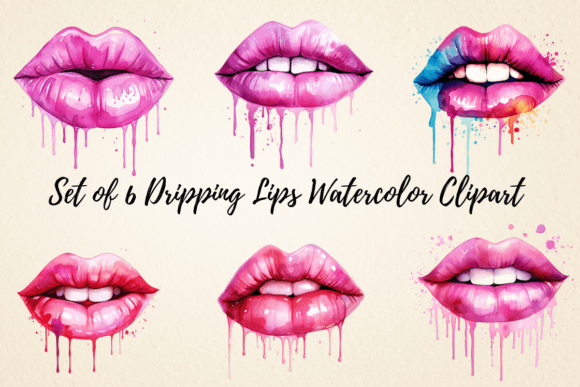 Download Dripping Lips Watercolor Clipart - Lips Collection