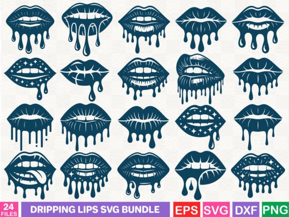 Download Dripping Lips SVG Bundle - Lips Collection