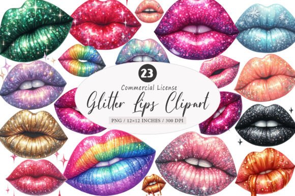 Download Glitter Lips Clipart Bundle, Sublimation - Lips Collection
