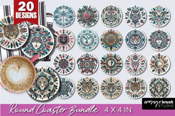 Download Boho Mandala Round Coaster Bundle - Coaster bundle Collection
