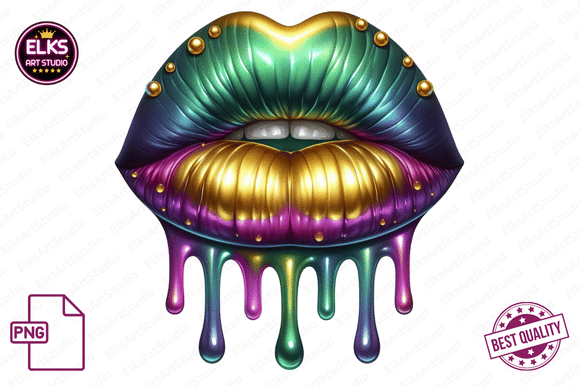 Download Mardi Gras Dripping Lips PNG Sublimation - Lips Collection